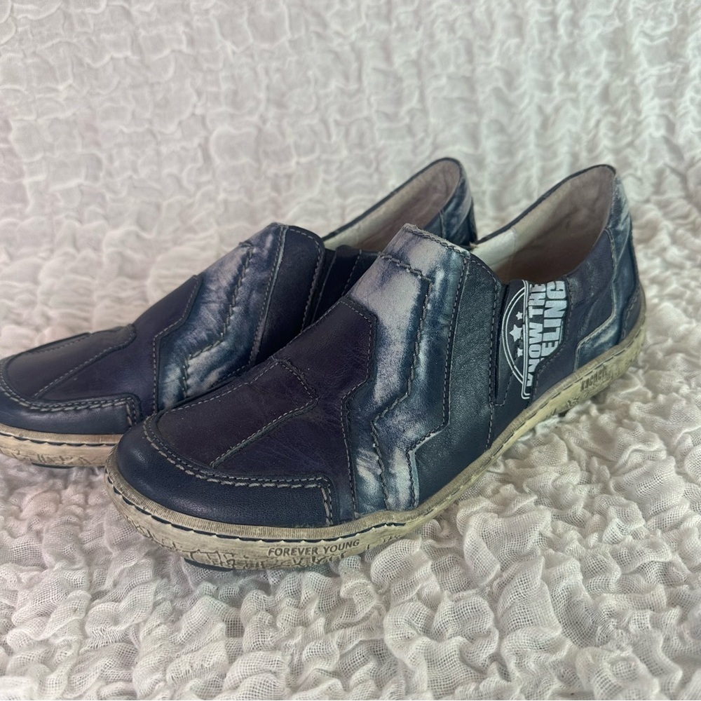 Kacper Blue Leather Distresses Shoes EU40 /US8 - Picture 3 of 13